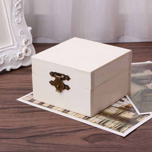 

wooden square jewelry storage box earring ring organizer necklace bracelet crafts wood case art decor kids diy toys container