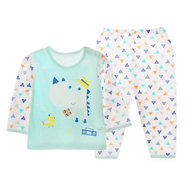 

j&e 2020 cotton pajamas kids thin baby clothes sets crocodile cartoon boys sleepwear long sleeve children nightwear v004, Blue;red