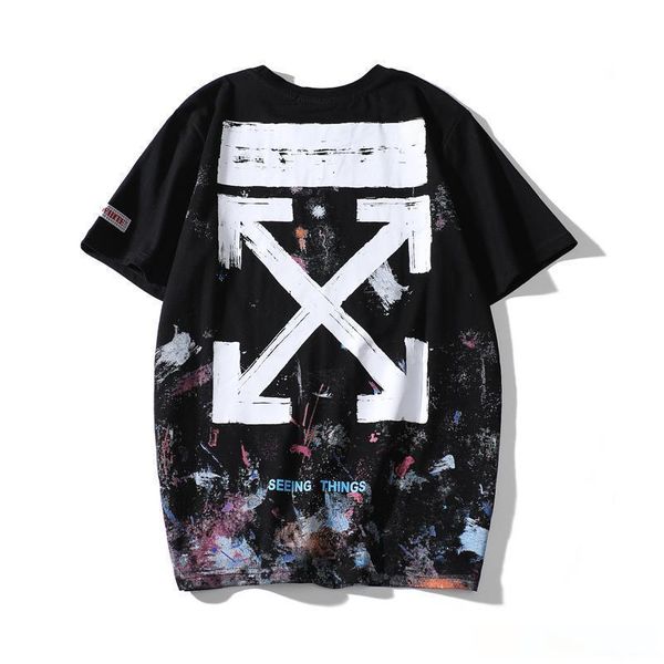 

Luxury de igner hirt and hort 100 off 2019 ummer t hirt arrival men clothing white t hirt print fa hion tee ow012, White;black