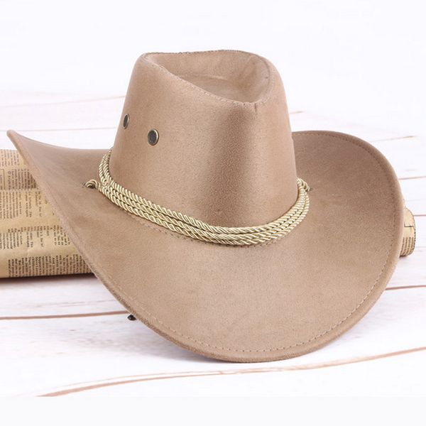 

western cowboy hat men riding cap fashion accessory wide brimmed crushable crimping gift nin668, Blue;gray