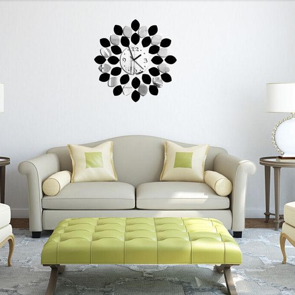 

diy art 3d wall sticker mirror wall clock modern design office home decoration