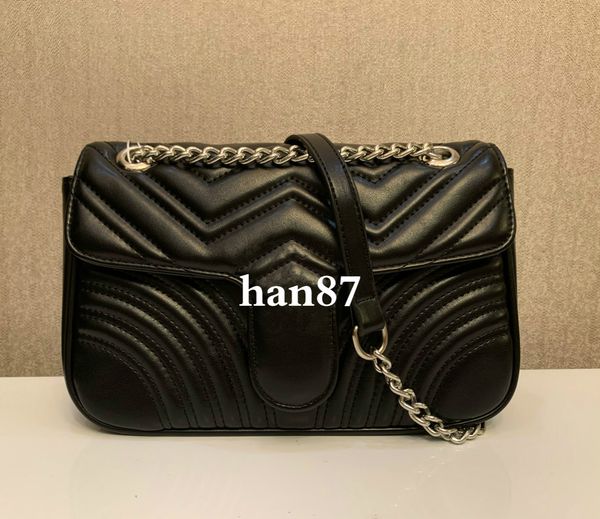 

women fashion silver chain straps marmont luxury designer bags leather crossbody handbag purses backpack shoulder bag