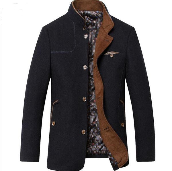 

coat for men men's windbreaker and sections of new handsome korean slim plus cashmere woolen coat woolen male winter, Black
