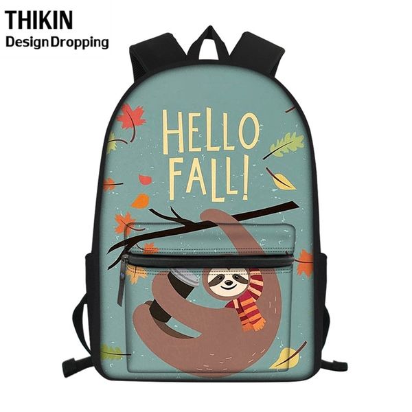 

thikin cute teen girls sloth printing school bags causal teenager junior schoolbag children large school book backpack satchel