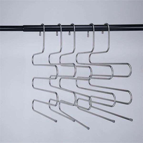 

s-type multi-function pants hanger 5 layers hanging clothing hanger stainless steel hanging rack multilayer closet storage rack dh0575 t03