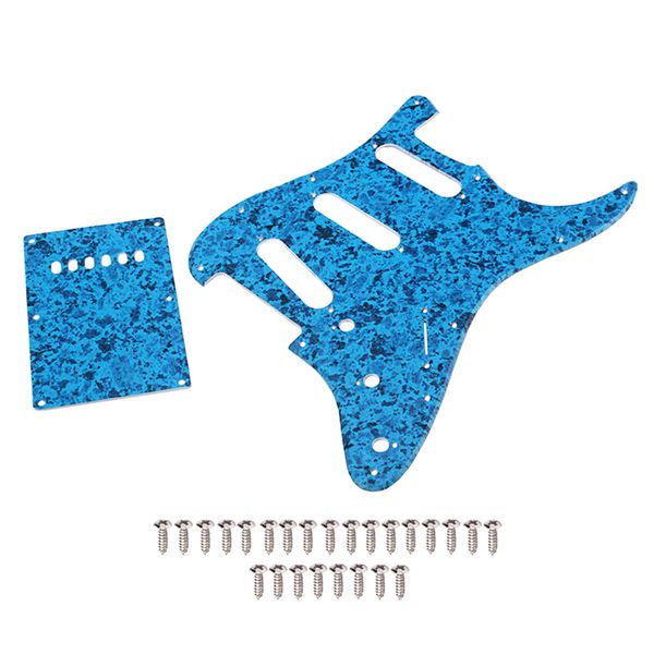 

pvc sss pickguard scratch plate with backplate and screws for st electric guitar, blue