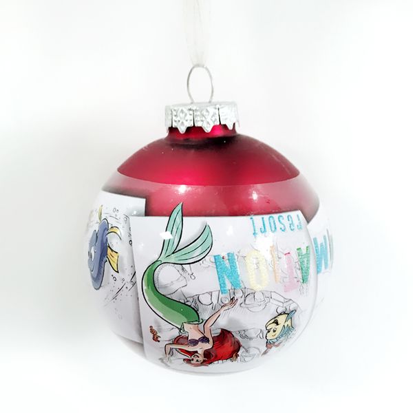 

christmas tree decorations glass creative pendant window gift foreign trade 8cm mermaid pattern ball
