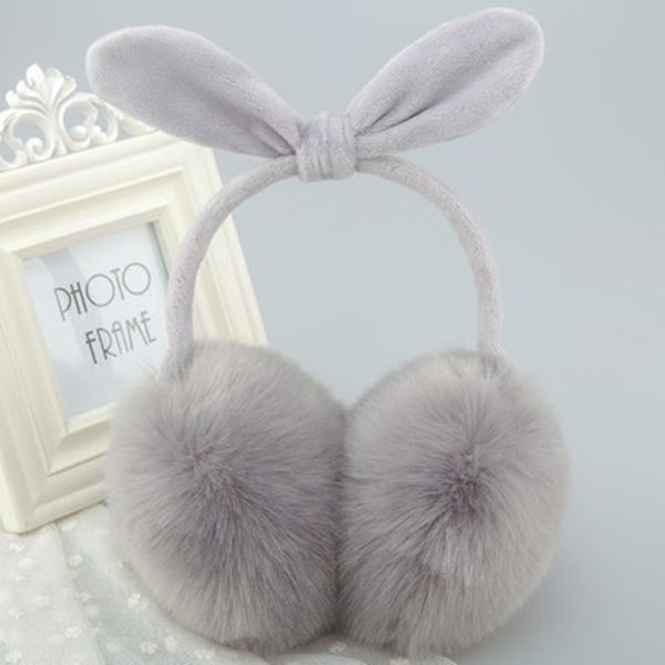 

new cute ears bow earmuffs female winter warm imitation ear large ears warm female multicolor high quality, Blue;gray