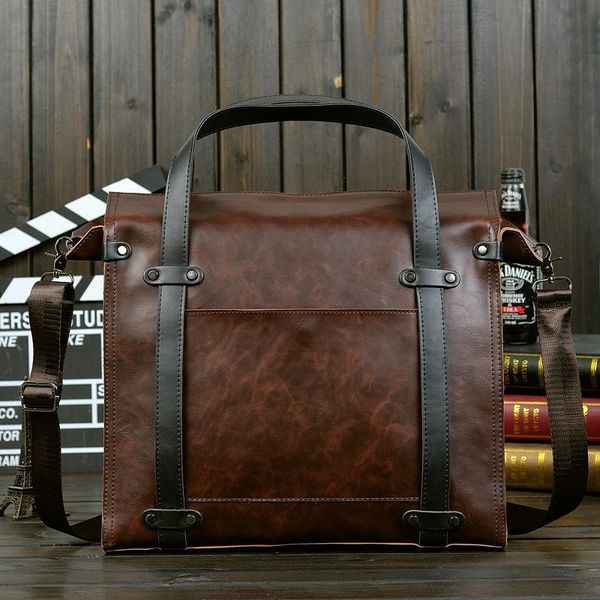 

factory brand new factory direct male package korean mens business casual retro color briefcase metrosexual crazy horse leather lapbag