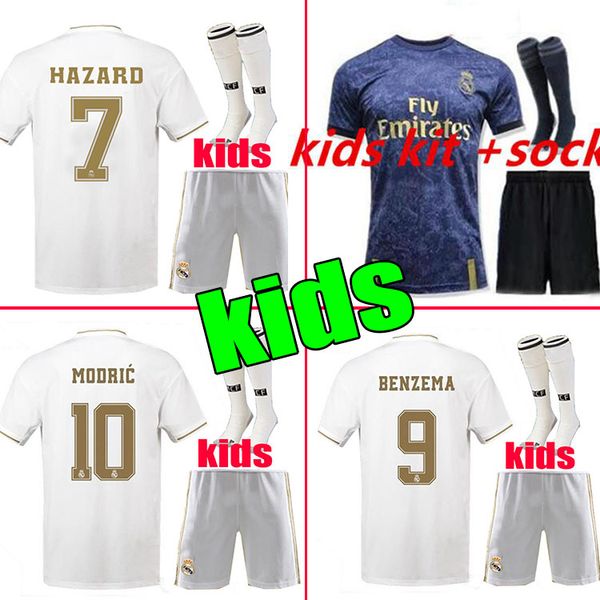 

Cheap 2019 Real Madrid Ea Sports Kids Kit Soccer Jerseys 19 20 Home White 4TH Boy Child Youth Modric HAZARD ISCO BALE KROOS Football Shirts