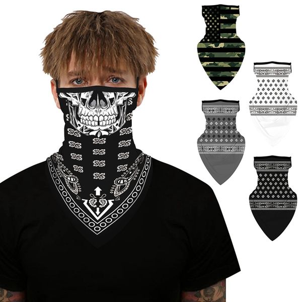 

3d magic print sports mask summer skin cool ice silk breathable cycling mask comfortable elastic force neck scarf riding, Black