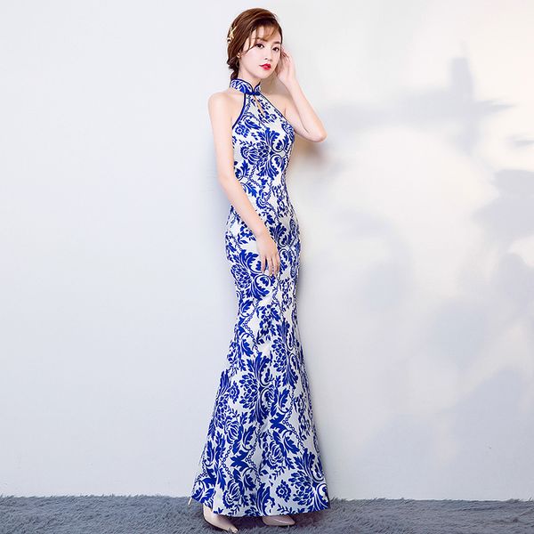 

wedding party cheongsam oriental evening dress chinese traditional womens elegant qipao sleeveless long robe retro vestido, Red