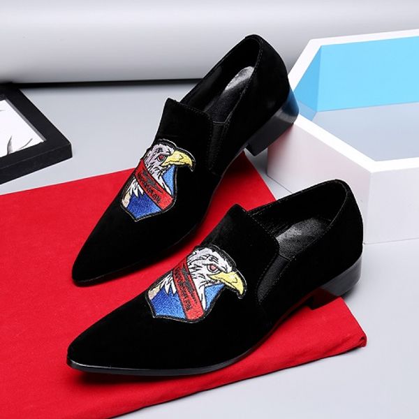 

2019 black fashion men formal party shoes casual embroidered flats comfortable breathable shoes