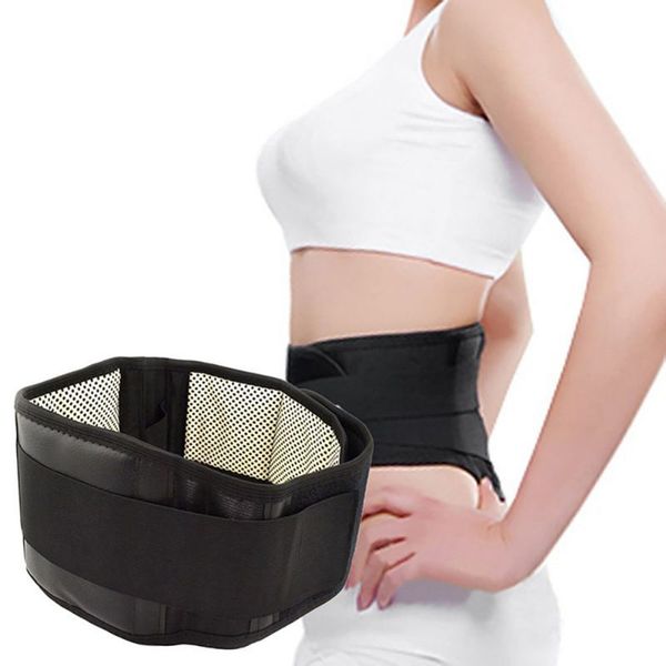 

adjustable waist tourmaline self heating magnetic therapy back waist support belt lumbar brace massage band health care, Black;gray