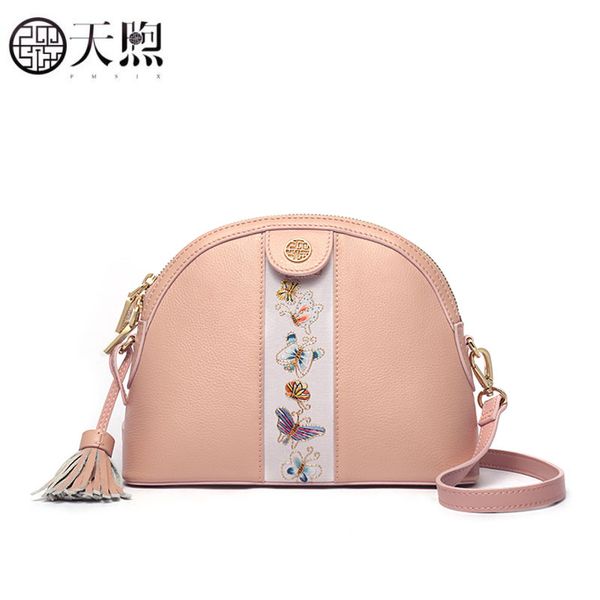

pmsix women bag handbags genuine leather handbags fashion embroidery women leather shoulder shell bag