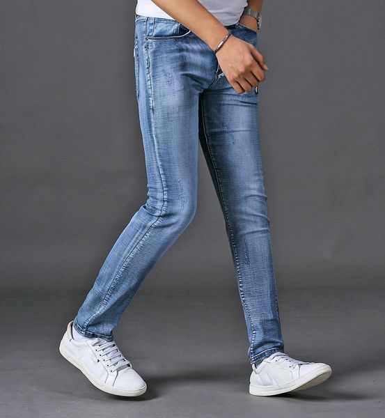 

мужские дизайнерские бутик джинсы высокое качество мода роскошные ковбойские брюки бренд вышивка человек мода частные пользовательские брюки, Blue