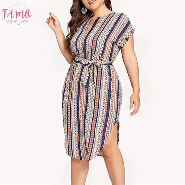 

striped women dresses printed crew neck o neck sashes short sleeve casual knee length dress summer plus size asymmetrical kleider 15, Black;gray