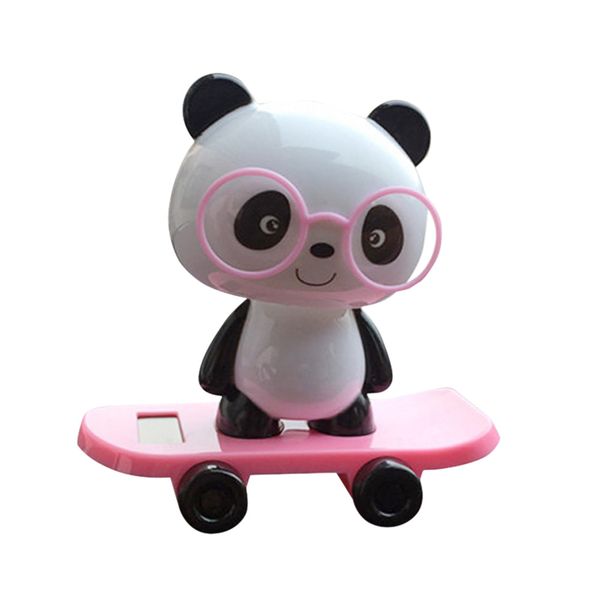 

selling pink cute panda solar powered dancing animal swinging animated bobble dancer toy car decor new gift dropshipping