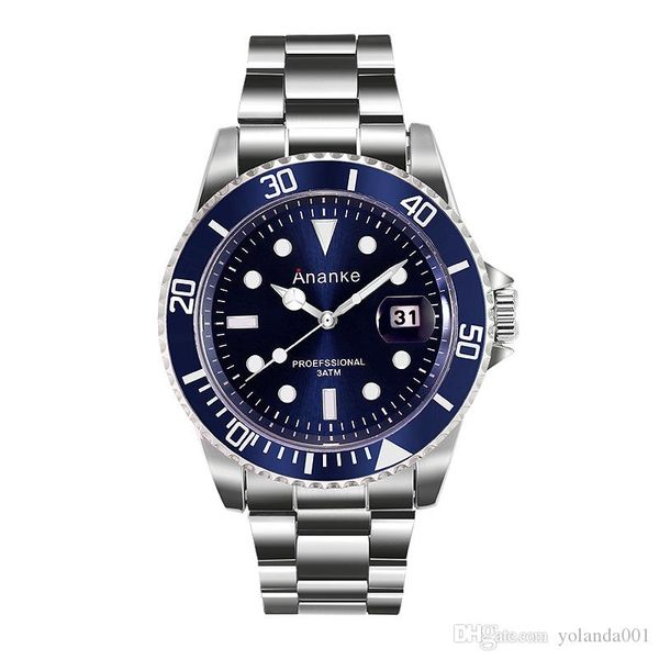 

fashion business watch calendar waterproof luminous mens watches tricolor optional, Slivery;brown