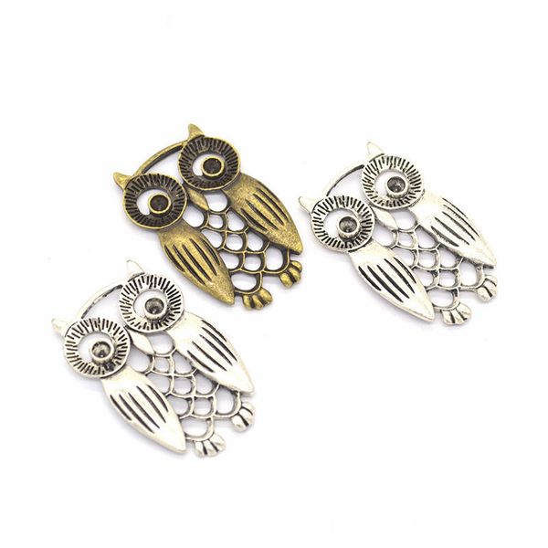 

bulk 100pcs/lot large size 33*21mm hollow out design owl charms pendant antique silver & antique bronze, Bronze;silver