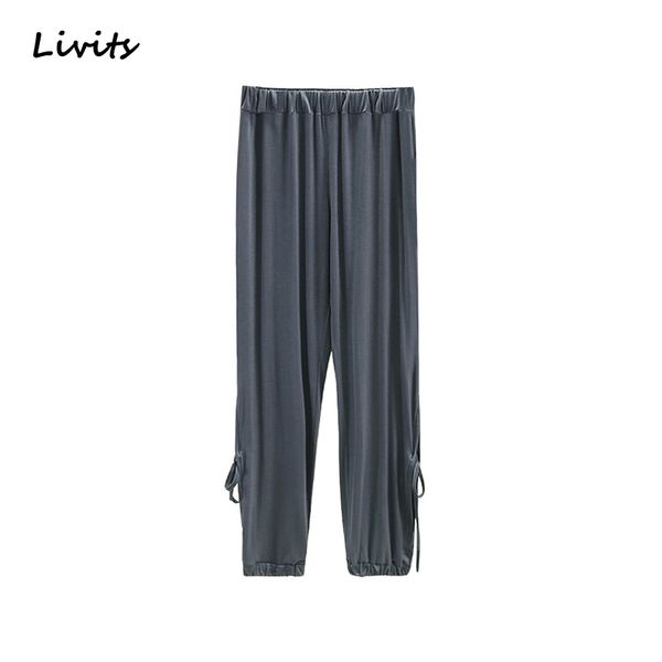 

women's long pants modal elastic ankle-length trousers high waist loose streetwear straight pleated casual for female, Black;white