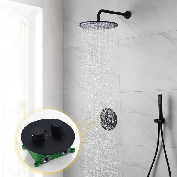 

black antique wall mounted rain shower & hand shower brass head size-200mm/250mm black shower system