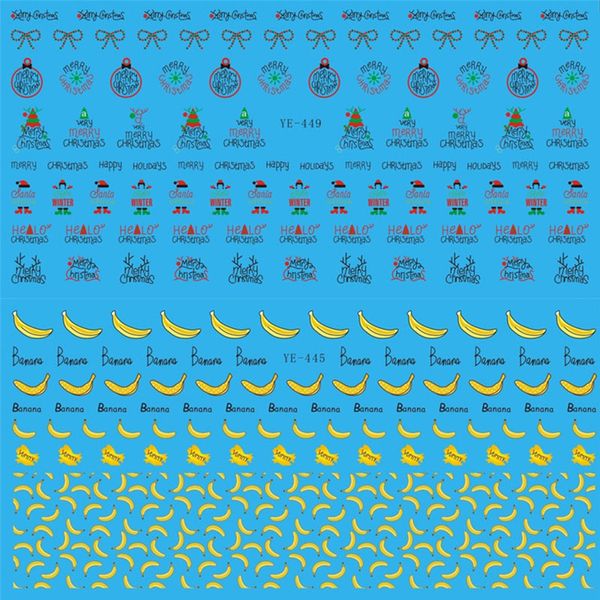 

1 sheet nail art stickers mixed design cute pattern water transfer sticker christmas diy decorations nail decals, Black