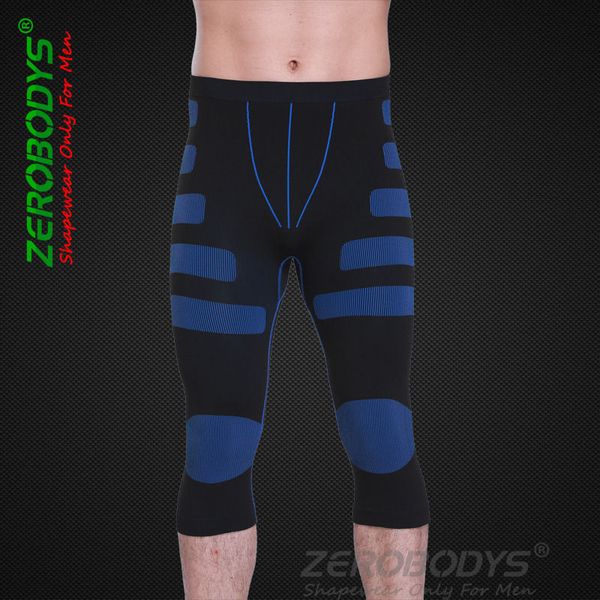 

runstar men's sports compression under base layer athletic tights 3/4 pants, Black;blue