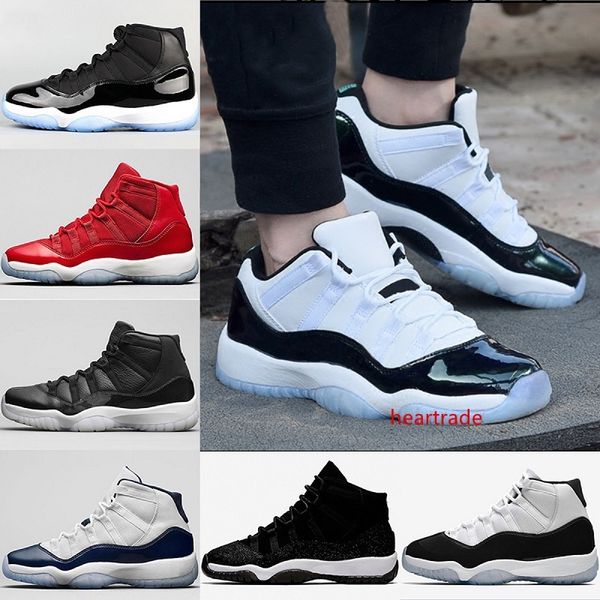 

mens 11 11s basketball shoes prom night concord 45 red bred metallic gold gamma blue space jam sports sneakers eur 36-47