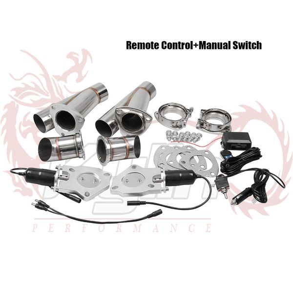 

2.25" 2.5" 3 inch 2xcut out remote control/manual switch stainless steel y headers pair electric exhaust cutout pipe kit 2tp022