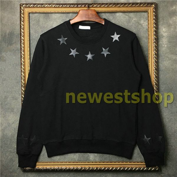 

2020 fashion autumn winter mens star print hoodies casual sports long sleeve sweatshirt pu leather star print sweatshirts designer hoodie, Black