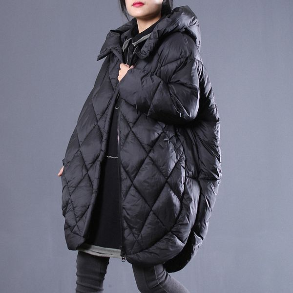 

fairy природные женщины зима длинный ветровки толстые плюс размер повседневная coat топы женские хлопок сыпучие капюшоном zipper верхняя оде, Black