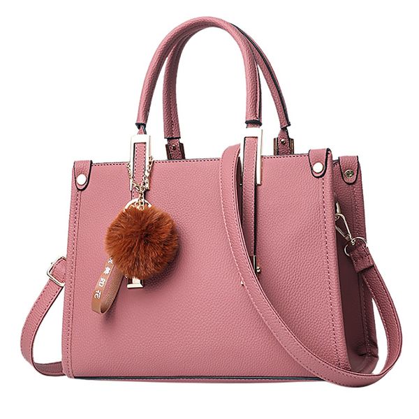 

new women solid zipper messenger bag hairball ornaments tote solid sequins handbag purse shoulder bag#yl