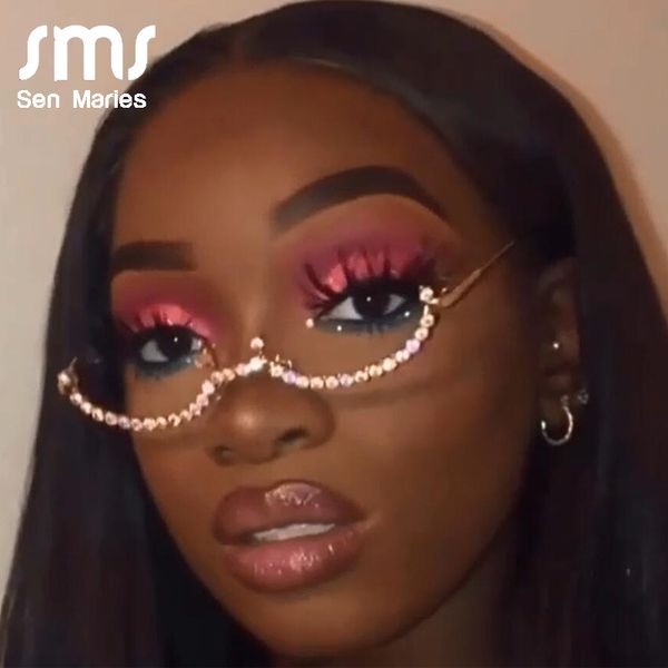

new rhinestone chain eyeglass frames women diamond sunglasses frames for female men colorful glasses eyewear sunglasses, Black