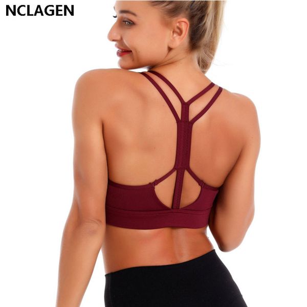 

спортивного бюстгальтер высокой поддержки push up impact crop top женщина проложенного обучение твердой сексуальное белье workout g жилет фи, White;black