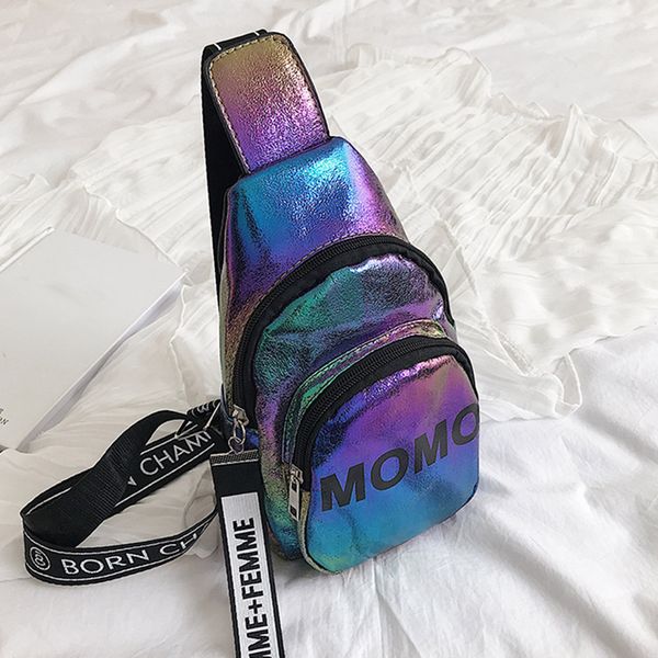 

creative women crossbody bags letter print patent leather chest bags multi pockets travel handbag adjust straps shoulder bag