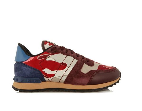 

2019 women's and men's casual shoes camouflage leather tie lovers shoes luxury rivet flat shoes boxed, Black