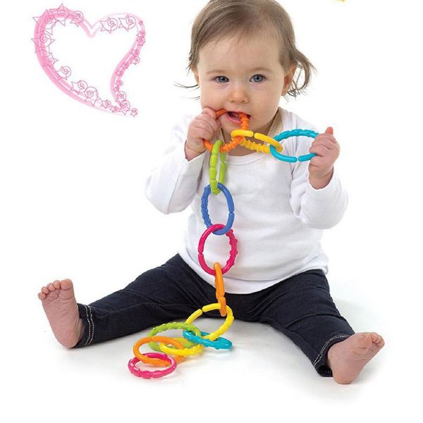 

leadingstar baby teether hand rings rainbow circle grasping toy newborn gift baby girl boy shaking set