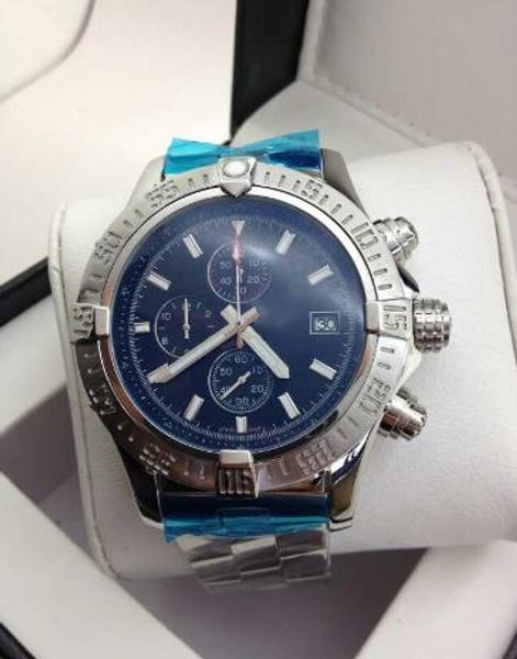 

new arrive fashion mens quartz chronograph wind rider sports watches blue dial stainless steel belt dive sports male wristwatches, Slivery;brown