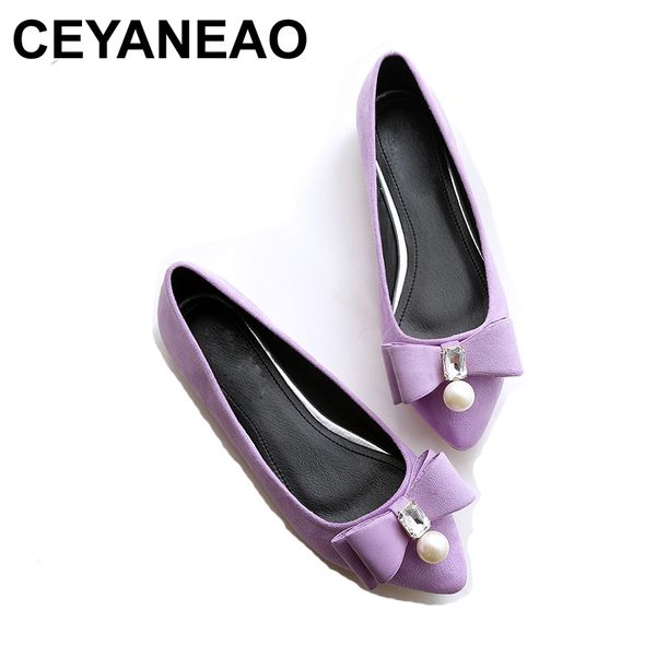 

ceyaneao2019 pearl flat shoes for women, korean boat shoes, crystal shoes for women, plus size, comfortable womene2256, Black