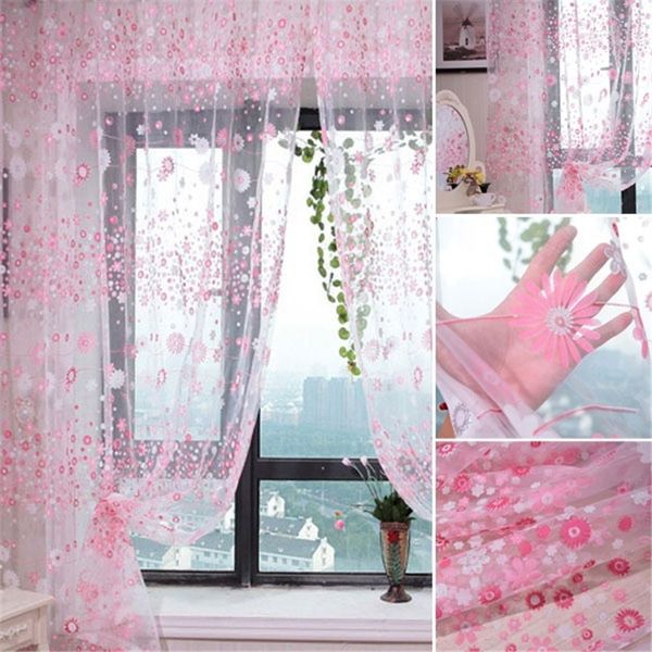 

1 pcs stylish floral tulle voile door window curtain drape panel sheer scarf valances