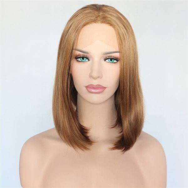 Short Bob Lace Front Wig Silky Soft Short Straight Blonde Hair