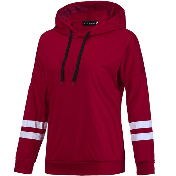 

5 colors womens hoodies spring autumn long sleeve stripes sweatshirts casual slim fit hoodie ing, Black