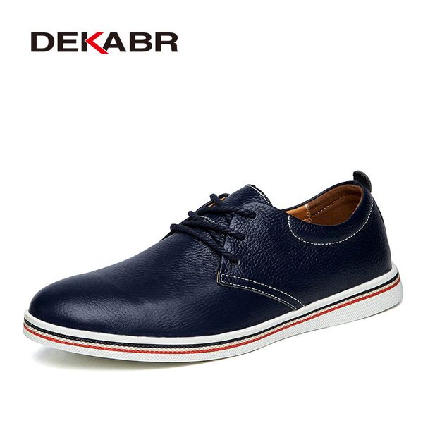 

dekabr size 38~47 men casual shoes breathable sneakers fashion masculino genuine leather shoes zapatos hombre sapatos men, Black