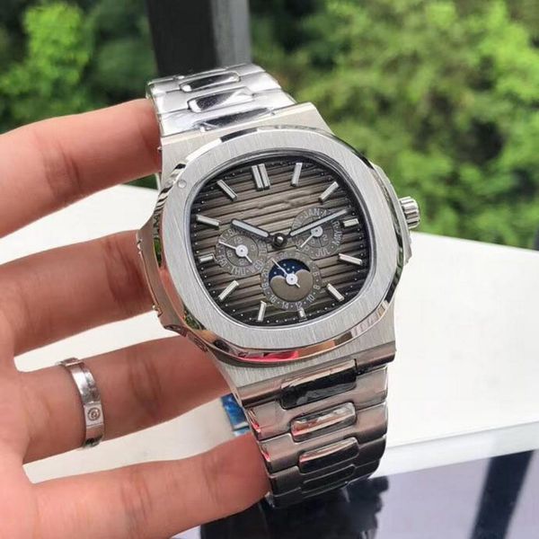 

new 5-pin pp automatic machinery 39mm watch men sweeping movement watch all the small dials work no battery watches 505, Slivery;brown