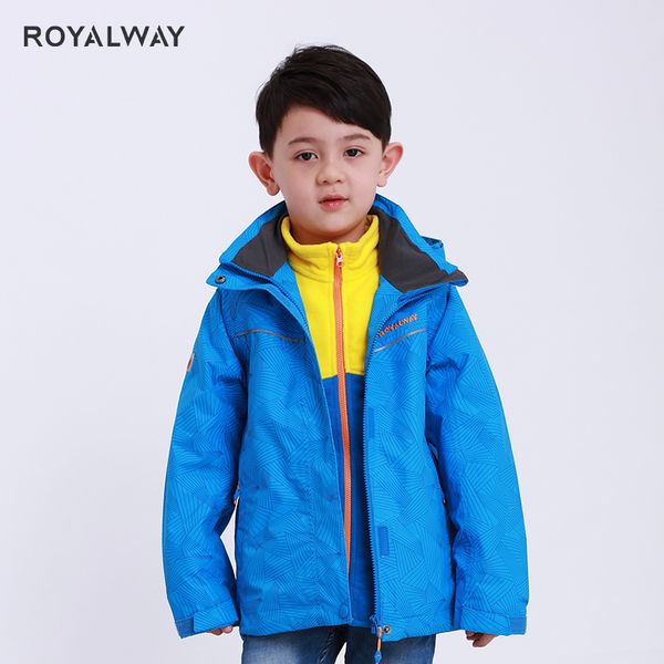 

royalway autume winter children's camping hiking windbreaker removable fleece liner 2 pieces for kids rfog4196g, Blue;black