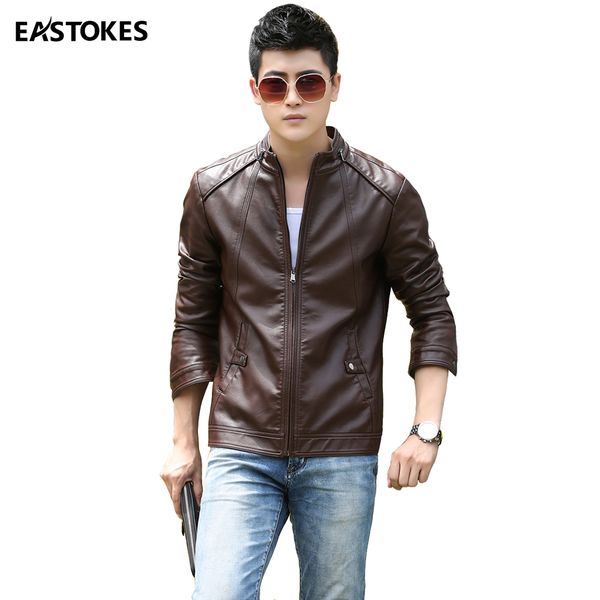 

spring autumn motorcycle leather jacket men slim pu jacket men's leather jackets motorcycle men coat, Black