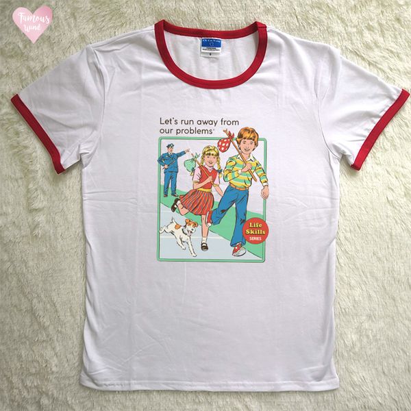 

t shirt grafische tees korte vrouwen katoenen vintage gedrukt humor t shirts plus size tumblr harajuku kawail zomer, White