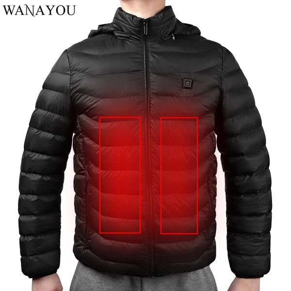 

winter warm heating jackets,men women smart thermostat hooded heated clothing,men's fleece jackets,waterproof ski hiking jacket, Blue;black