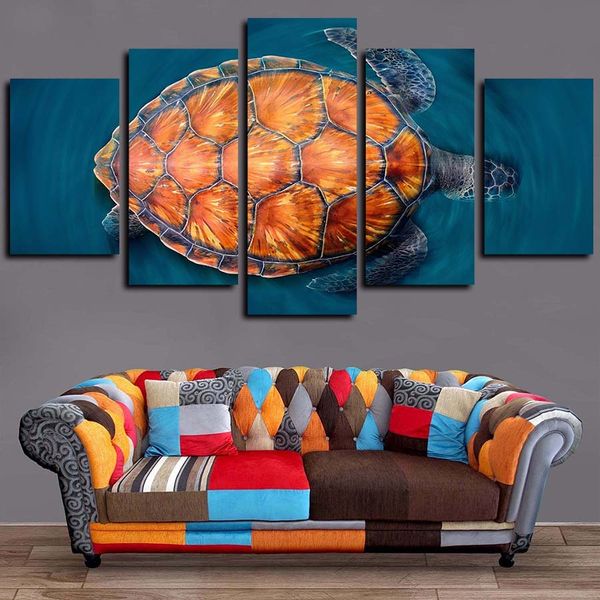 

5 piece giclee canvas prints wall art tortoise pineapple like sea turtle shell pictures poster paintings for living room bedroom home decor